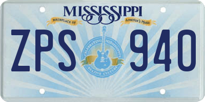 MS license plate ZPS940