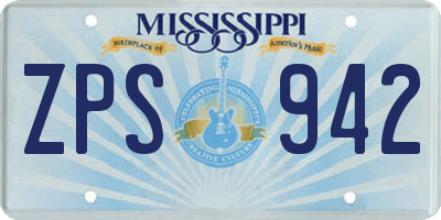 MS license plate ZPS942