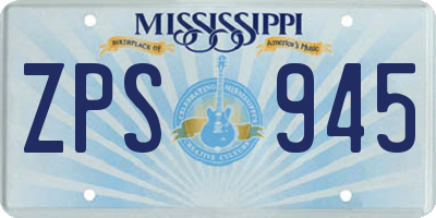 MS license plate ZPS945
