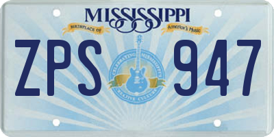 MS license plate ZPS947