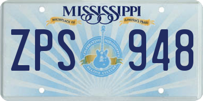 MS license plate ZPS948