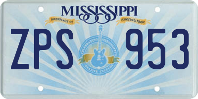 MS license plate ZPS953