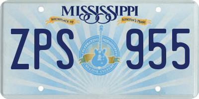 MS license plate ZPS955