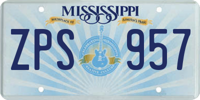MS license plate ZPS957