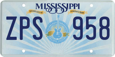 MS license plate ZPS958