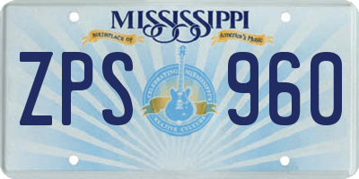 MS license plate ZPS960