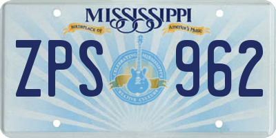 MS license plate ZPS962