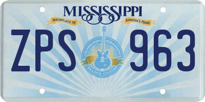 MS license plate ZPS963