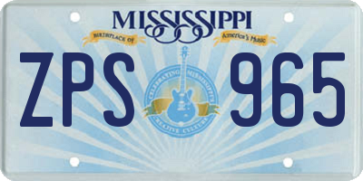MS license plate ZPS965