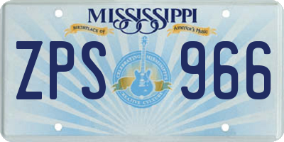 MS license plate ZPS966