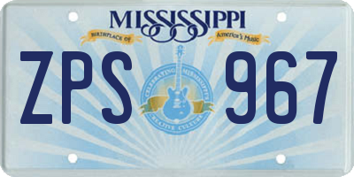 MS license plate ZPS967