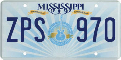 MS license plate ZPS970