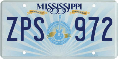 MS license plate ZPS972