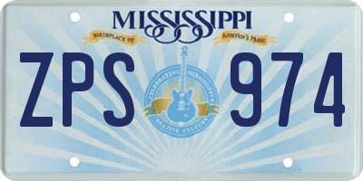 MS license plate ZPS974