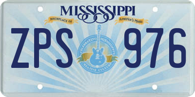 MS license plate ZPS976
