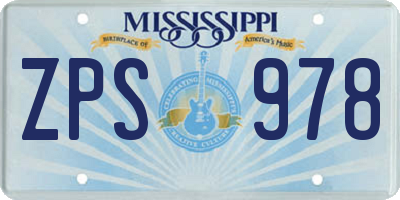 MS license plate ZPS978