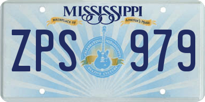 MS license plate ZPS979