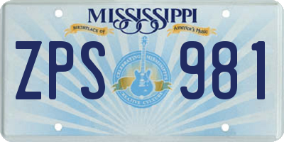 MS license plate ZPS981