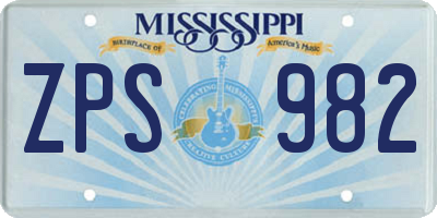 MS license plate ZPS982