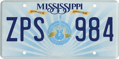 MS license plate ZPS984