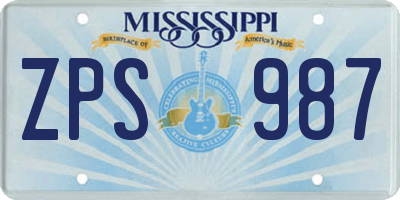 MS license plate ZPS987