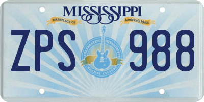 MS license plate ZPS988