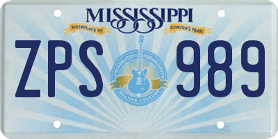 MS license plate ZPS989