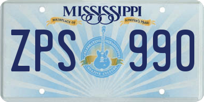 MS license plate ZPS990