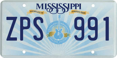 MS license plate ZPS991