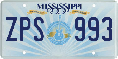 MS license plate ZPS993