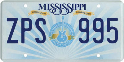 MS license plate ZPS995