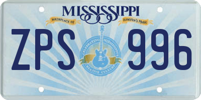 MS license plate ZPS996