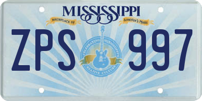 MS license plate ZPS997