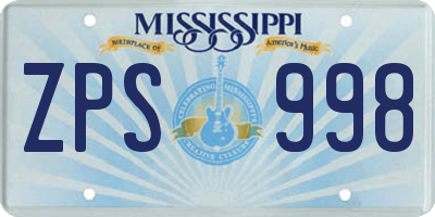 MS license plate ZPS998