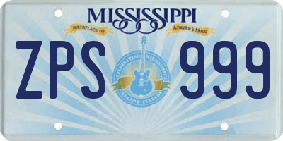 MS license plate ZPS999