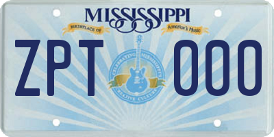 MS license plate ZPT000