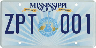 MS license plate ZPT001