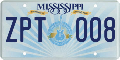 MS license plate ZPT008