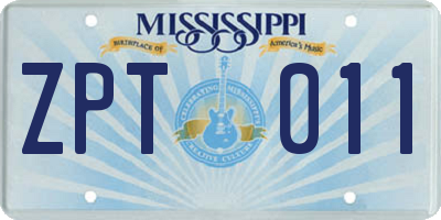 MS license plate ZPT011