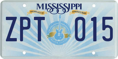 MS license plate ZPT015