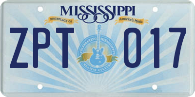 MS license plate ZPT017
