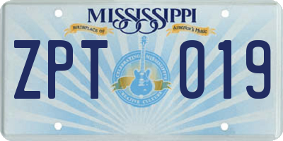 MS license plate ZPT019