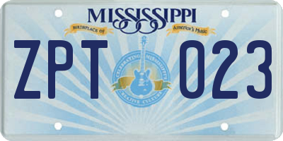 MS license plate ZPT023