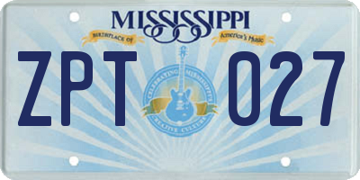MS license plate ZPT027