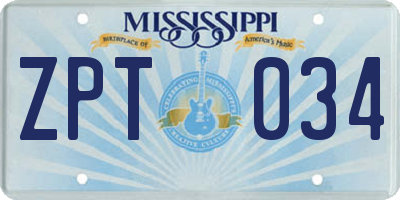 MS license plate ZPT034