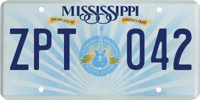 MS license plate ZPT042