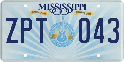 MS license plate ZPT043