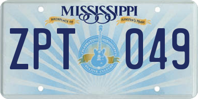 MS license plate ZPT049