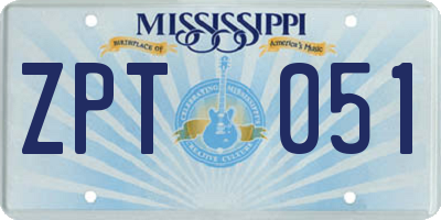 MS license plate ZPT051