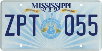 MS license plate ZPT055